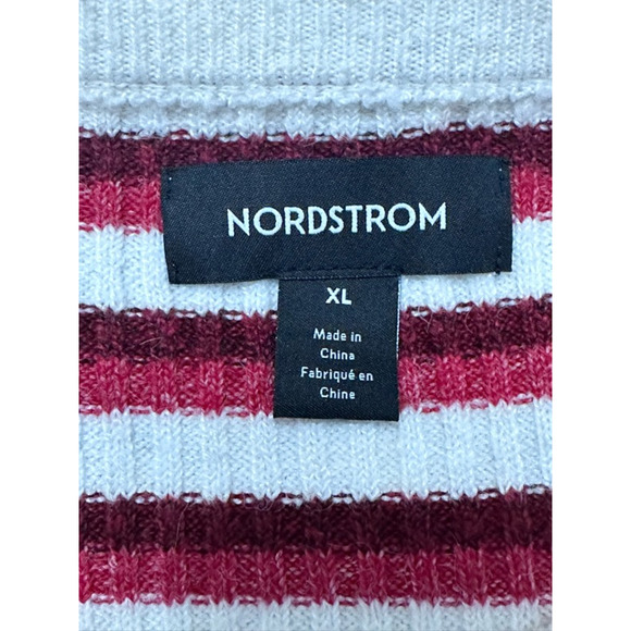Nordstrom Sweater Striped Ribbed Knit Pullover Long Sleeve Red/White W XL NWOT - Picture 7 of 8